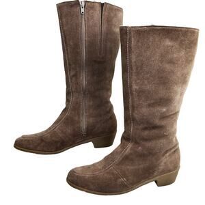 VTG Morlands Womens Suede Tall Boots Brown 6.5 Weatherproof Vintage Sheepskin